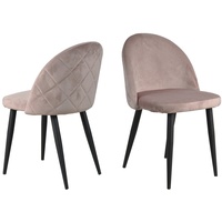 Dynamic24 Esszimmerstuhl, Stuhl 2er-Set Samt rosa rosa|schwarz