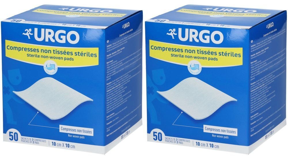 URGO Compresses stériles Non-tissées 10 cm x 10 cm 2x50 pc(s) Compresses