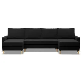 mebligo Eckcouch Textil 4-Sitzer Schwarz