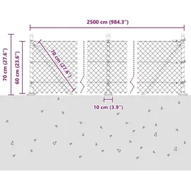 vidaXL Zaunpfosten 25 x 0,6 m Silber/Stahl