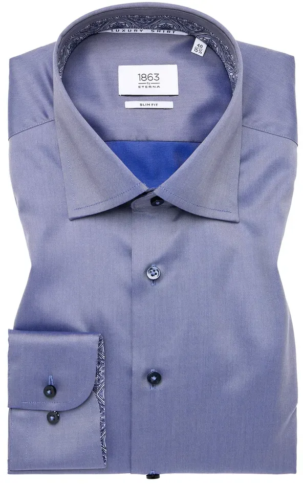 SLIM FIT Luxury Shirt in stahlgrau unifarben