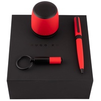 Hugo Boss Kugelschreiber Set Gear Matrix Red mit Schlüsselring & Speaker