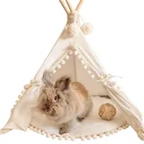 MINICAMP Kaninchen-Versteck - Gemütliches Hundebett für kleine Hunde - Stilvolles Katzen-Tipi -Niedliches Zelt für Kaninchen, Welpen - Hergestellt aus 100% Baumwolle, hypoallergen -Haustierzubehör(XS)