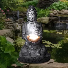 GLOBO LED Solarleuchte BUDDHA Kunststoff in grau