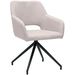 Drehstuhl 360° aus beigem Textur-Veloursstoff und schwarzem Metall LAURETTE