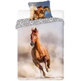 Baumwollbettwäsche 160x200+1p70x80 Braune Pferde