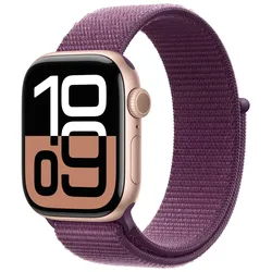 Apple Watch Series 10 Aluminiumgehäuse GPS 42mm Rosegold (Sport Loop pflaume)