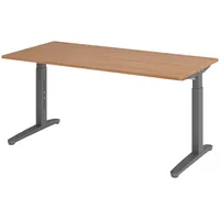 Bümö Schreibtisch Nussbaum, Graphit, Nachbildung,Nussbaum, Rechteckig, 160x74x80 cm, FSC