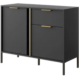 Feldmann-Wohnen Sideboard 103,3 x 81,4 x 39,5 cm Anthrazit / Gold