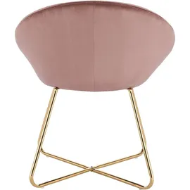 Woltu Esszimmerstühle 2er Set, Polsterstuhl Wohnzimmerstuhl aus Samt, Goldene Metallbeine, Rosa