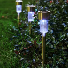 monzana Solarleuchte Edelstahl 24er Set wetterfest IP44 silber