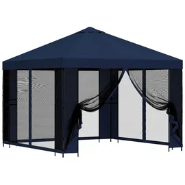 vidaXL Garten Pavillon 3 x 3 m inkl. 4 Seitenteile Blau