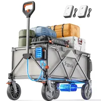 Litheli Elektrokarre Bollerwagen,Bollerwagen Faltbar, mit 20cm Geländereifen, 200L Fassungsvermögen, 60kg Traglast, 2 Bremsen, geeignet für Camping, Garten, Strand, Einkauf Grau (New Batterien)