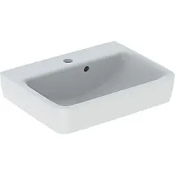Geberit Renova Plan Aufsatz-Waschtisch 501719001 50x38cm, Hahnloch mittig, mit Überlauf, weiß