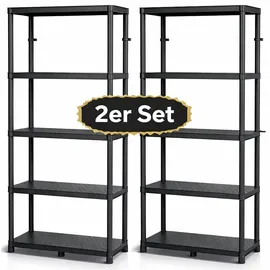 Kistenberg Lagerregal Kunststoff 74 x 36 x 172,5 cm schwarz 5 Ablageböden