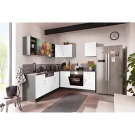 kochstation Winkelküche L-Form 220 cm weiß