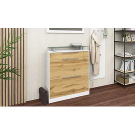 borchardt Möbel Oliva 89 x 104 x 24 cm mit 2 Doppeltrommeln und 1 Schubkasten weiß matt / weiß