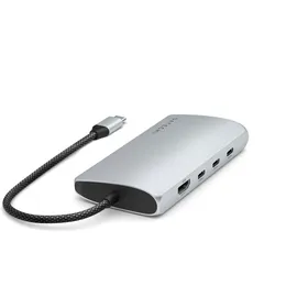 Satechi USB-C Multiport Adapter 8K mit Ethernet V3 Adapter Silber
