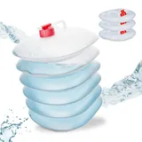 Relaxdays Faltkanister 4er Set, 10 Liter, faltbare Wasserkanister mit Hahn, BPA-frei, Plastikkanister, transparent/rot
