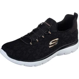 SKECHERS Summits - Leopard Spot black mesh rose gold trim 39