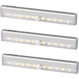 Jinlaili 2 Stück LED Bewegungsmelder Schrankleuchten mit Stick-On Magnetstreifen, Batterie Kleiderschrank Lampen, 10 LED Nachtlicht Lichtleisten Schranklicht, Unterbauleuchte für Küche (3PCS-Warmweiß)