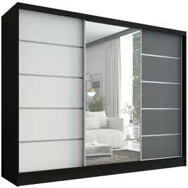 a&j möbelland gmbh Schiebetürenschrank AURELIA 1 200 x 215 x 59,5 cm Schwarz/Weiß