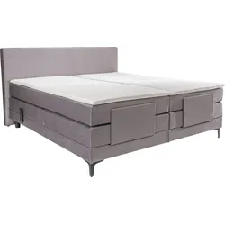 Boxspringbett ALINA "Powell", grau (grau dmo 59), B:192cm L:212cm, Samt DMO (100% Polyester), Komplettbetten, Boxspringbett, inkl. Motor, Matratze und Topper, in unterschiedlichen Ausführungen