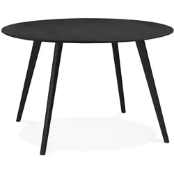 Kadima Design Esstisch, Holz, Rund, Ø 120 cm, Skandi-Stil, Schwarz. 120x120x75 cm