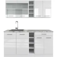 Vicco Singleküche R-Line, Weiß Hochglanz/Weiß, 160 cm ohne Arbeitsplatte,