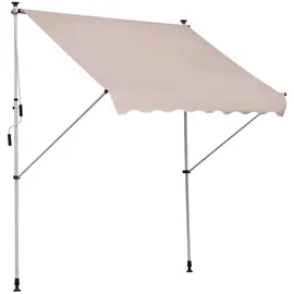 Outsunny Sonnenschirm Markise Aluminium Polyester Cremeweiß L200 x B150 x H170-280 cm