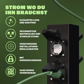 monzana Gartensteckdose 4-fach Schwarz 1 St.