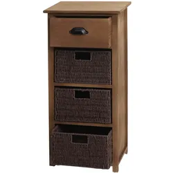 Mendler Kommode HWC-K84 mit Körben, Schrank Schubladenschrank, Holz FSC-zertifiziert 83x40x29cm ~ dunkelbraun, Körbe dunkelbraun