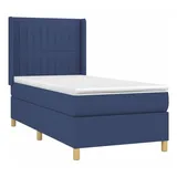 vidaXL Boxspringbett mit Matratze Blau 100x200 cm Stoff