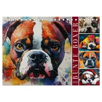 Calvendo Bunte Boxer (Tischkalender 2026 DIN A5 quer), CALVENDO