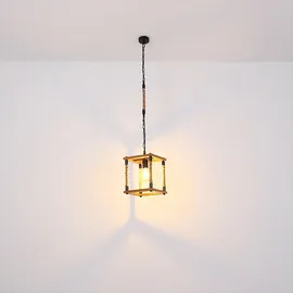 GLOBO Hängeleuchte 1-flg. 25 cm eckig Holz schwarz naturfarben
