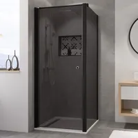 Breuer Elana 6 Black Edition Drehtür für Seitenwand oder Badewannenseitenwand (auf Wanne) oder Nische Türanschlag links Grau getönt 90 cm - Schwarz matt - 0602 031 003 004