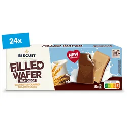 Biscuit Waffelgebäck Milch & Kakao 128 g, 24er Pack
