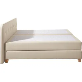 Home Affaire Boxspringbett »Fargo«, inkl. Topper, in 3 Matratzenarten, in Samt- oder Strukturstoff beige