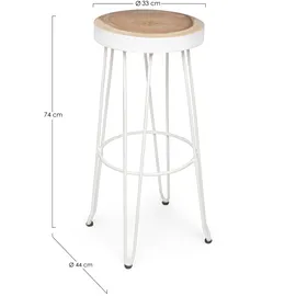 BIZZOTTO - Weißer Barhocker aus Natürlichem Holz