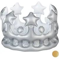 Relaxdays Aufblasbare Krone 21 cm x 16 cm x 21 cm Silber