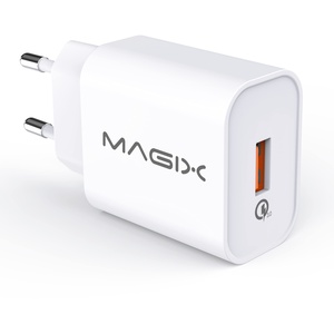 Magix Ladegerät Quick Charge 3.0 18W 3A, Wandladegerät Schnellladegerät Ladeadapter USB Ladestecker, AC 100-240V bis DC 6V 9V 12V (Qc 1.0 2.0 kompatibel) (Weiß)