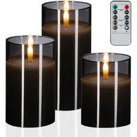 Relaxdays LED Kerzen im Glas 3 St. grau