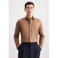 Seidensticker Businesshemd "Schwarze Rose", Herren, Gr. L (42), normale Ärmellängen, nougat, 100% Baumwolle, unifarben, slim fit, 2-Knopf-Manschette, Hemden, Slim 1/1 Kentkragen Uni