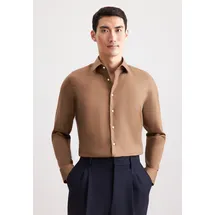 Seidensticker Businesshemd "Schwarze Rose", Herren, Gr. L (42), normale Ärmellängen, nougat, 100% Baumwolle, unifarben, slim fit, 2-Knopf-Manschette, Hemden, Slim 1/1 Kentkragen Uni