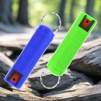 2 × Pfefferspray Schlüsselanhänger Pfefferspray Selbstverteidigung Schlüsselanhänger zur Tierabwehr, Mini Pepper Spray Abwehrspray für Männer und Frauen (Blau & Grün) - T7Y-A2