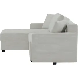 Ecksofa 217 cm L-Form Polyester 3-Sitzer Beige