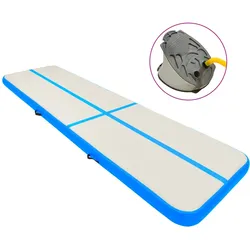 Aufblasbare Gymnastikmatte mit Pumpe 800x100x15 cm PVC Blau