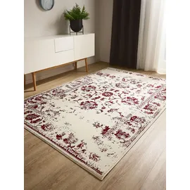 benuta Basic Teppich Suki - Creme/rot 300x400 cm, - Kunstfaser - Rechteckig, & Im Style: Vintage, Orient Style - pflegeleicht, für Wohnzimmer Schlafzimmer