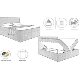 Kaiser Möbel Boxspringbett mit matratze und bettkasten, Schlafbett Vero Ecru 120x200 cm - Kaiser