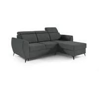 MOEBLO Ecksofa TESLIN I, Eckcouch Wohnlandschaft Sofa mit Ottomane Eckgarnitur Polsterecke, mit Bettkasten und Schlaffunktion grau